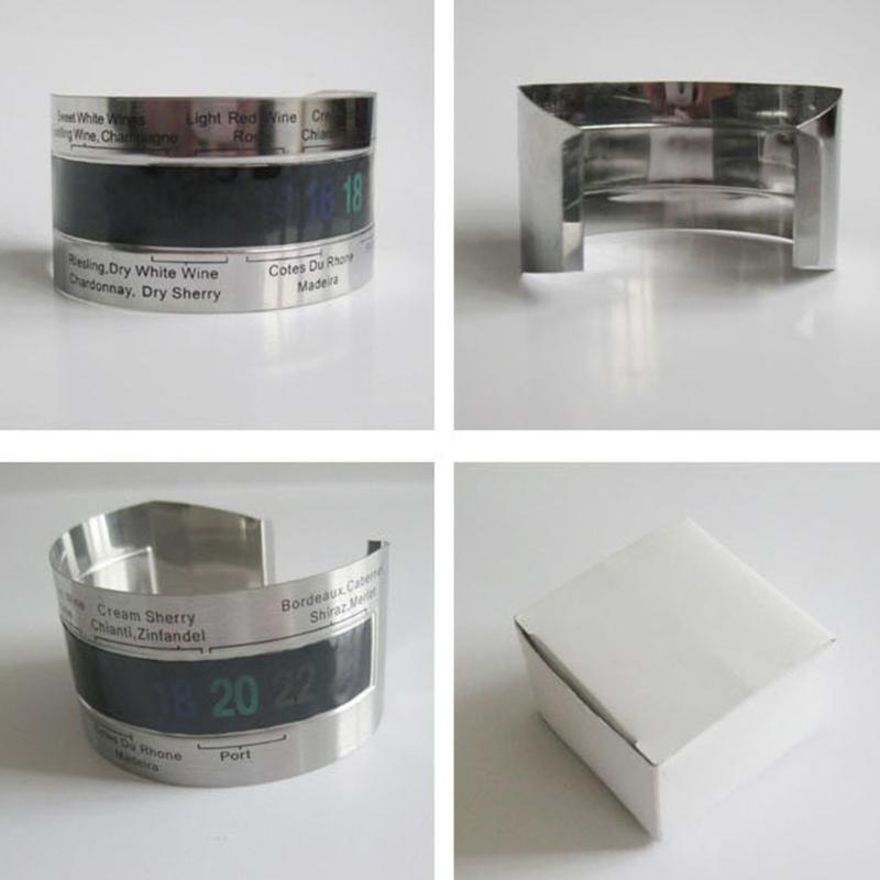 Stainless Steel Wine Thermometer Bracelet Bottle Beer Temperature Sensor Clip