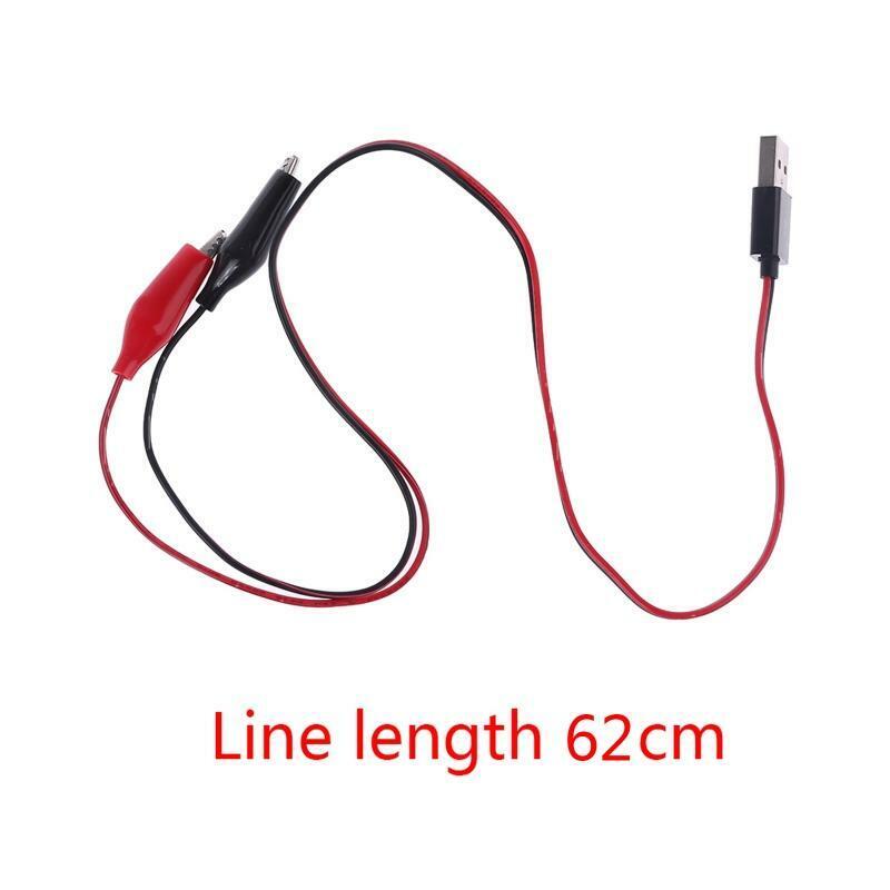 Dual Alligator Test Clip Clamp to USB Male Connector Power Supply Adapter Wire