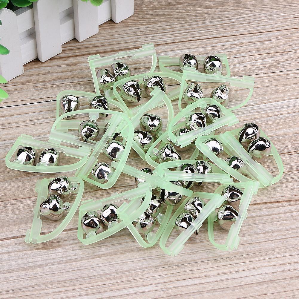 10pcs Fluorescent Fishing Rod Tip Clip Twin Bell Alert Ring Fishing Tackle
