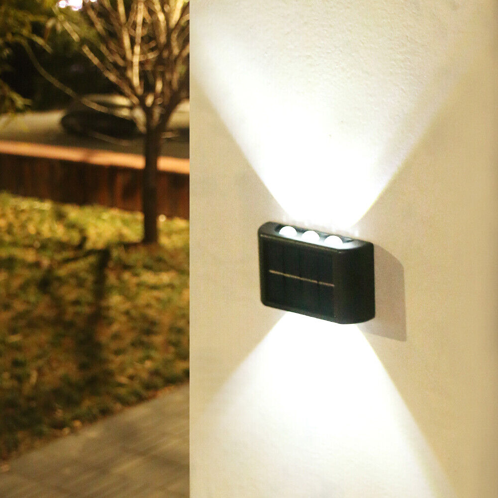 2x Solar Wall Lamp Outdoor Balcony Fence Path Garden Decor (White 6LED)