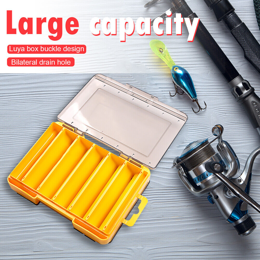 Fishing Lure Box Double Side Bait Case Organizer Fishing Tackle (S Yellow)