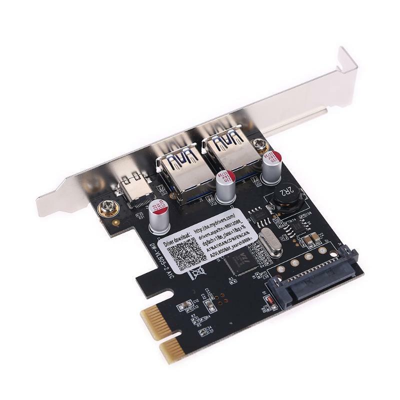 PCIE PCI Express to USB 3.1 Type-C 2 Port USB 3.0 Type-A Riser Expansion Card