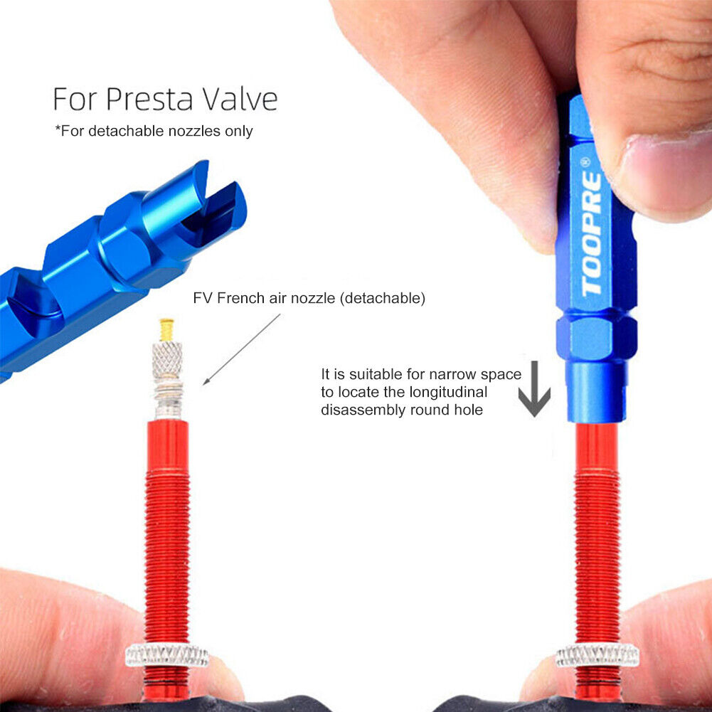 TOOPRE Bicycle Bike Valve Core Tube Wrench Nozzle Removal Tool (Blue)