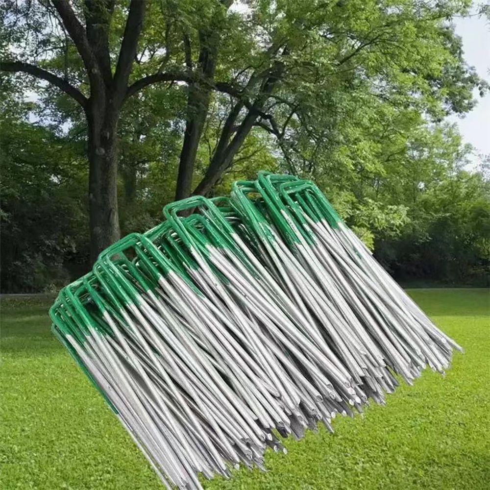 Spray Green Lawn Turf Fixing Nails U-shaped Ground Nails Turf Pegs Lawn Nails