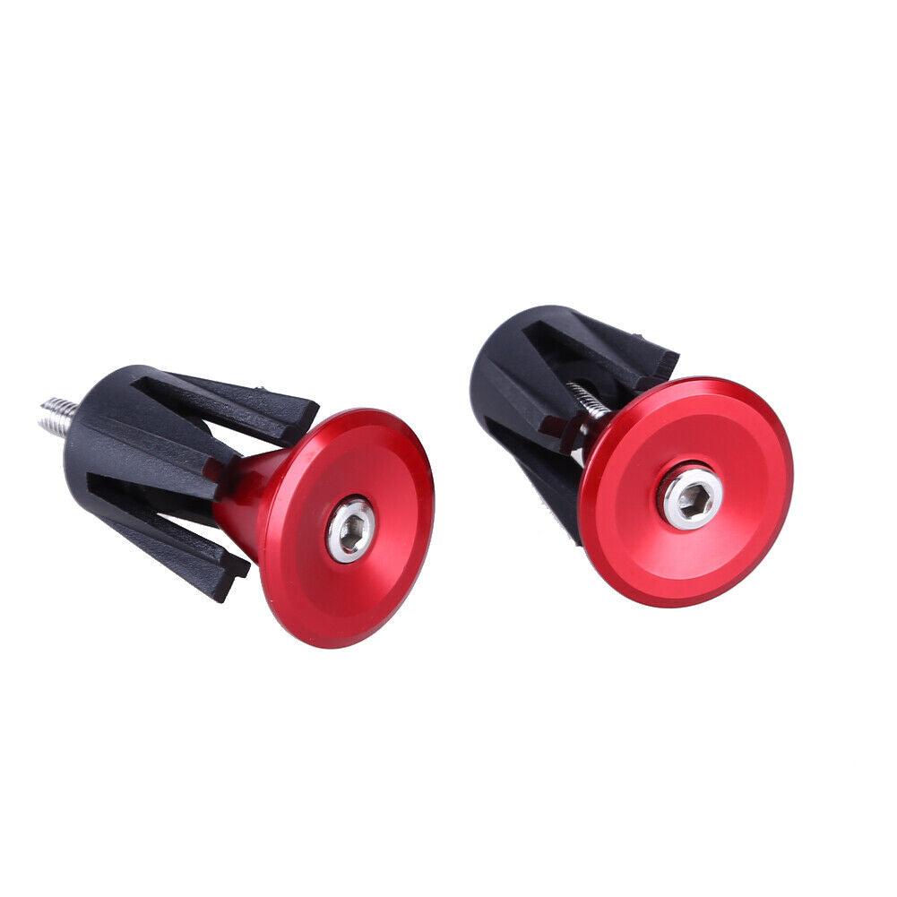 One Pair Bike Bicycle Aluminum Handlebar Grips Handle Bar Cap red