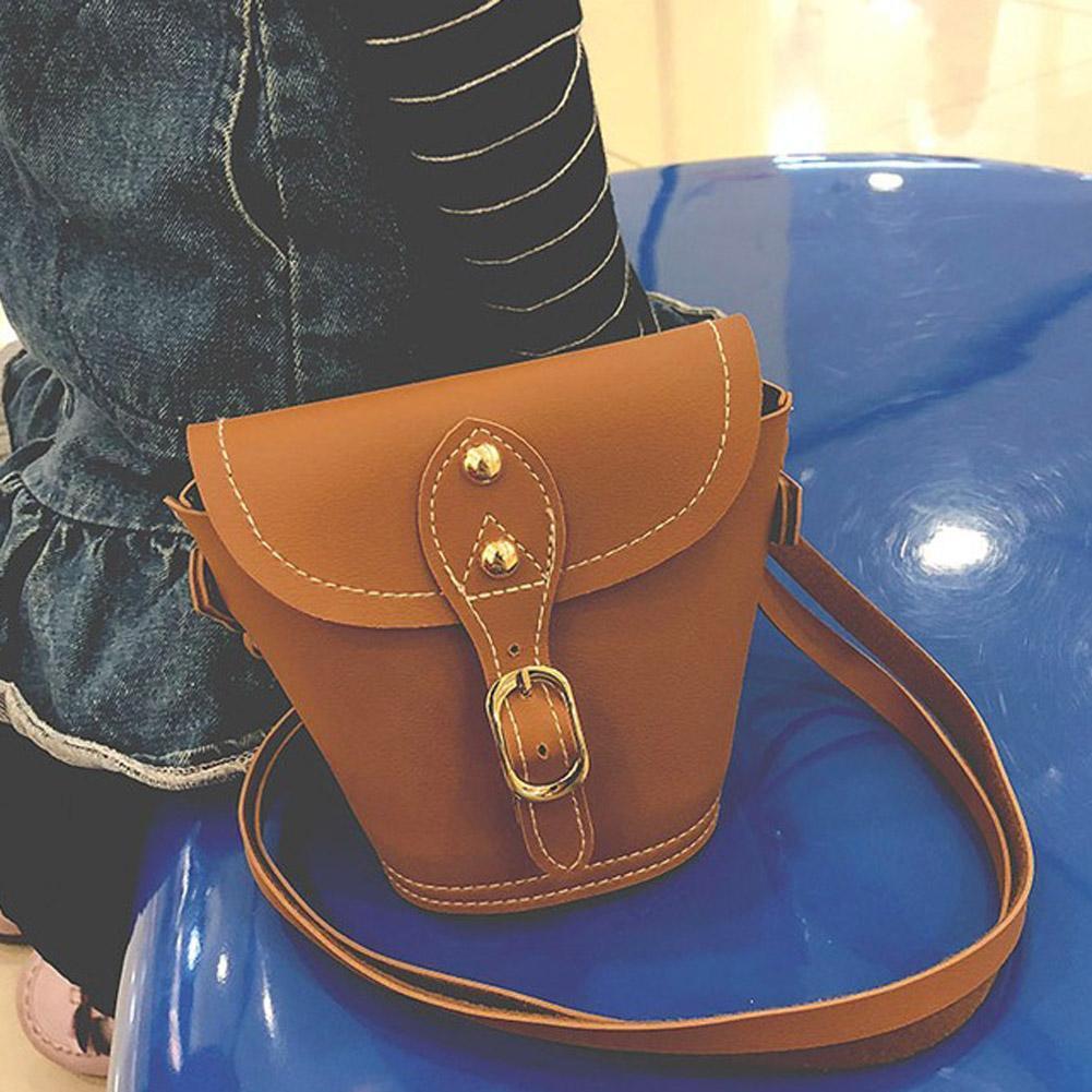 Children Kids Handbags PU Girls Shoulder Messenger Bucket Purses/Brown