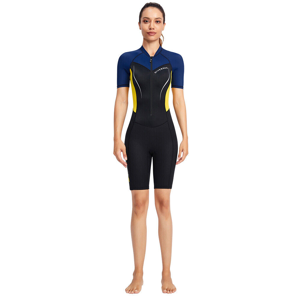 DIVE SAIL Neoprene Scuba Snorkel Swimming Women Body Wetsuits (Yellow L)