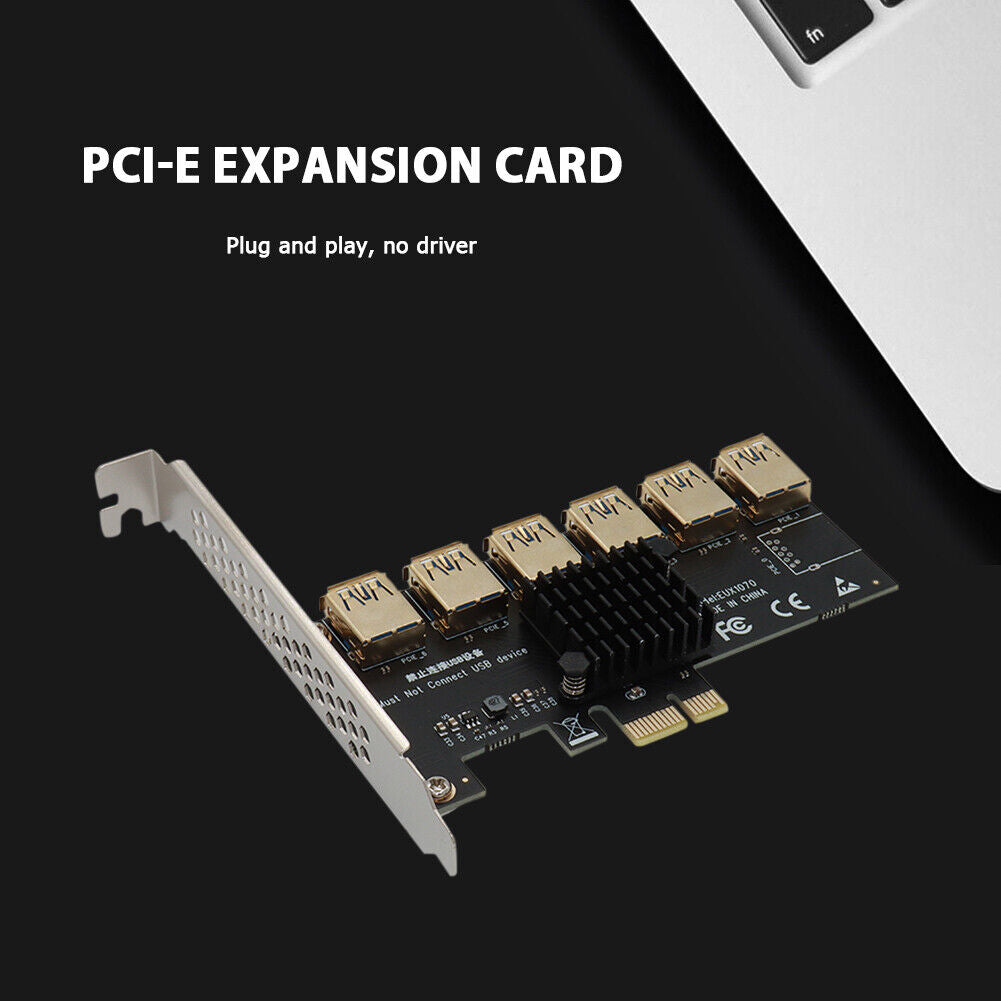 PCI-E Riser Card 1 to 6 USB 3.0 Multiplier Hub BTC Mining Expansion Card