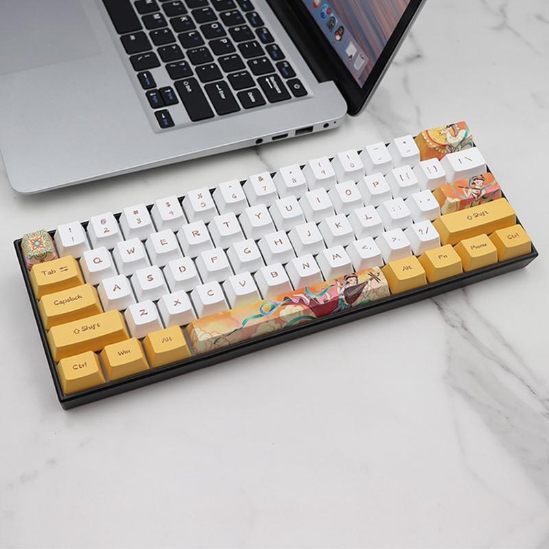 PBT OEM Mechanical Keyboard Keycaps Dunhuang Theme for 124 Keys Dye Subb Keycap