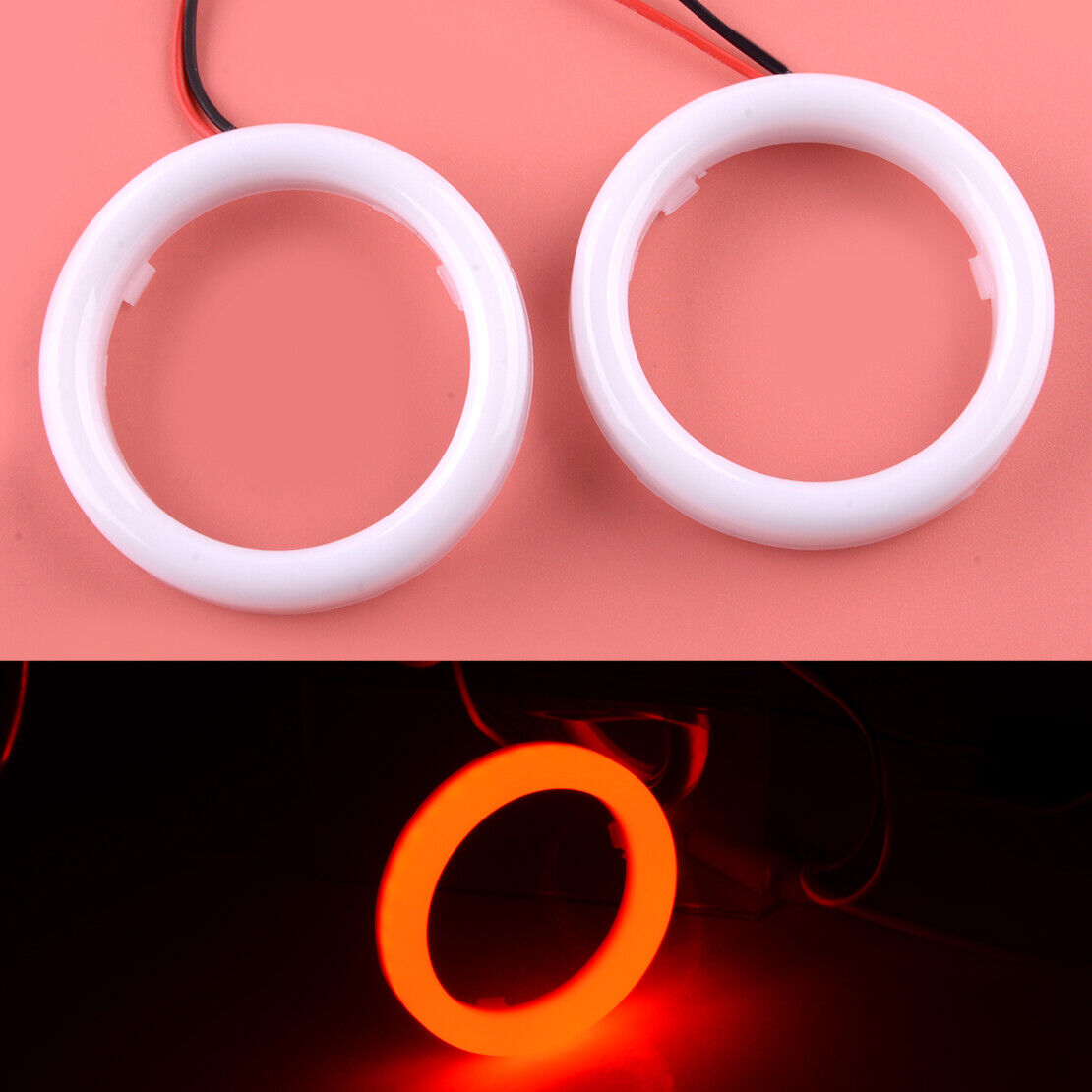 2pcs 60mm DRL COB LED Angel Eyes Halo Ring Fog Headlight Lamp Light Red Acc