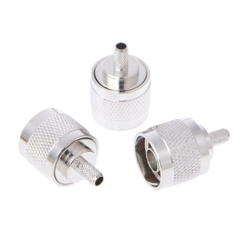 10Pcs N Male Plug Crimp RG58 RG142 LMR195 RG400 Coaxial Cable Straight Connector