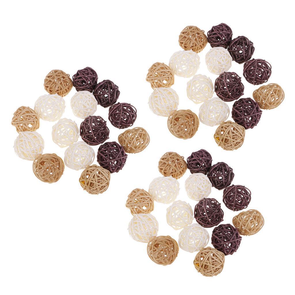 45Set 3cm Wicker Rattan Balls Home Christmas Wedding Party Decorative Crafts