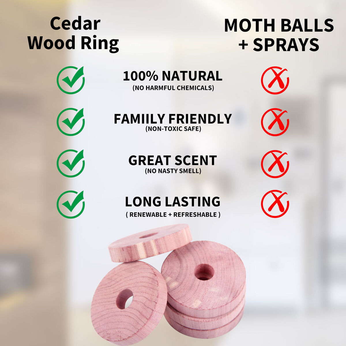 Cedar Blocks for Clothes Storage Cedar Rings Hangers for Closets & Drawers