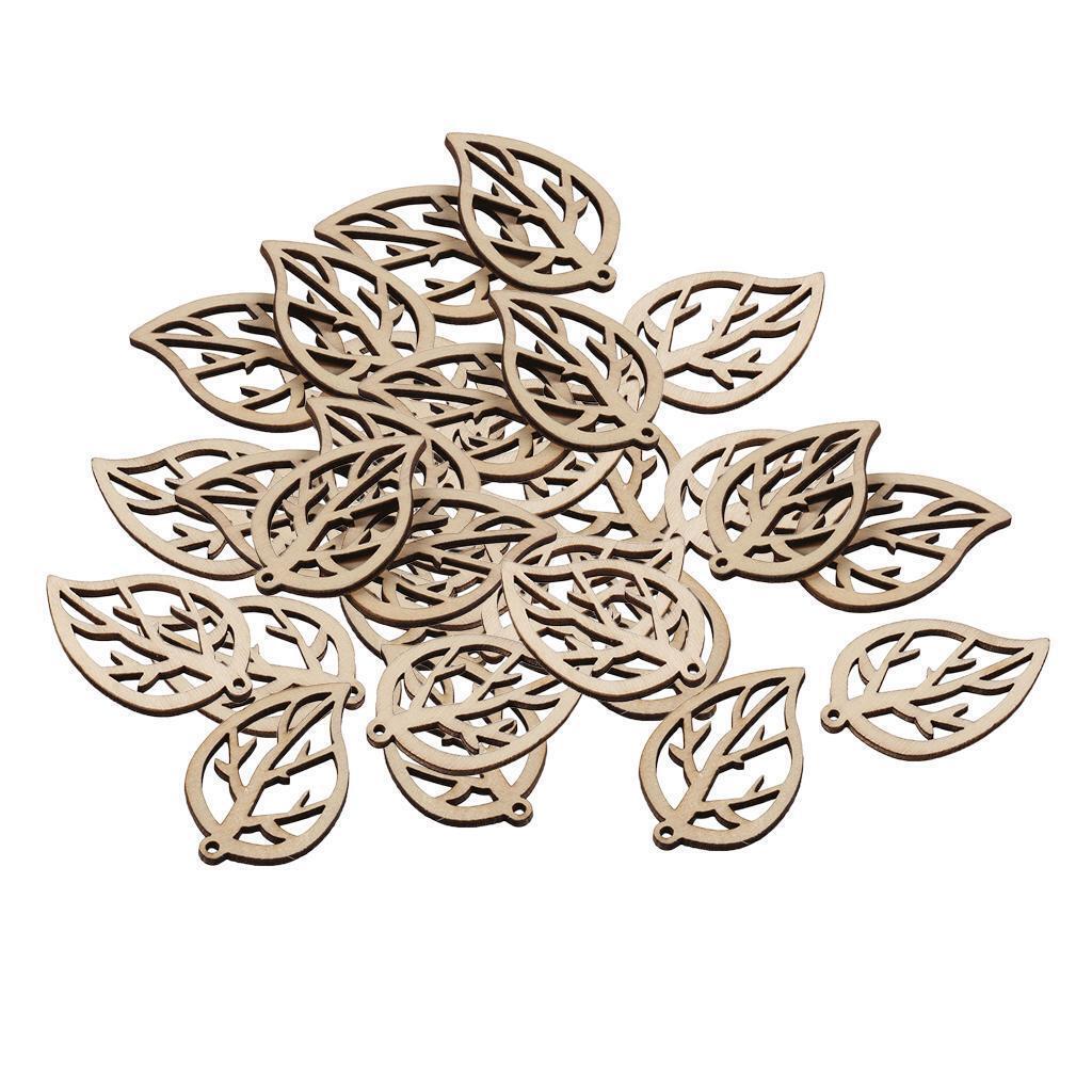 30 Pieces Natural Leaves Wood DIY Scrapbooking Cardmaking Decoration Crafts