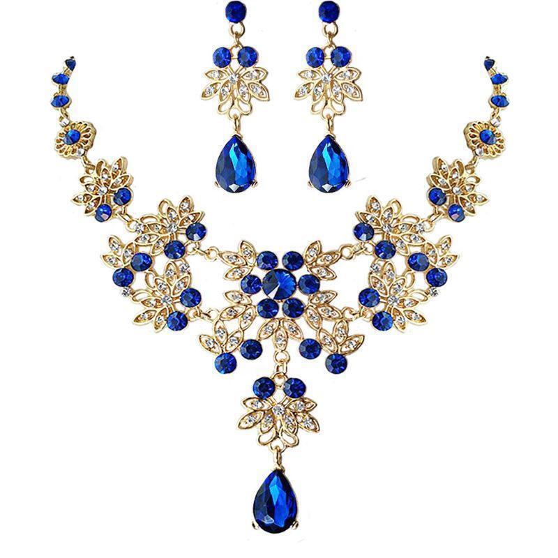 Blue Bride Crown Hair Triple Wedding Garment Jewelry for Women
