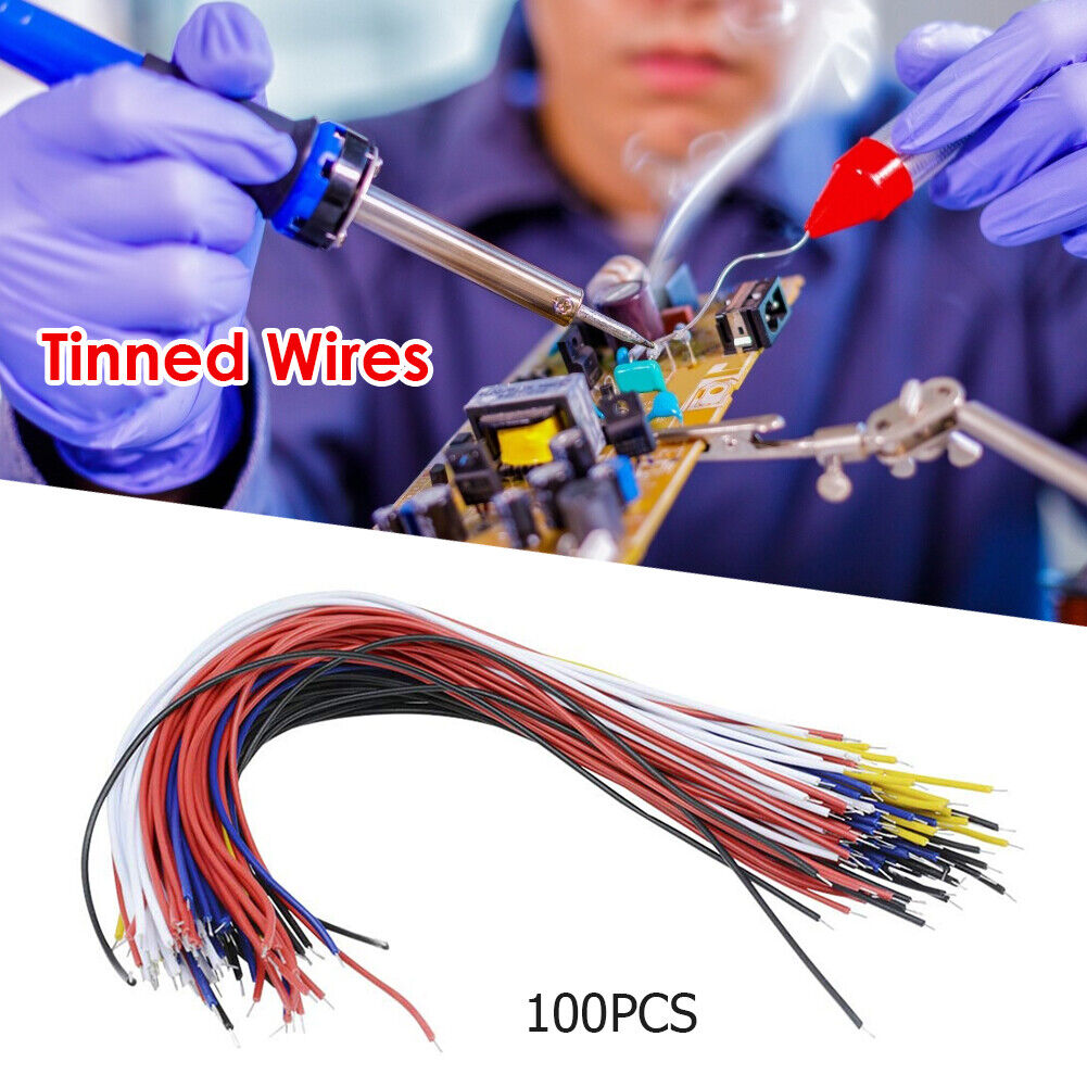 100pcs Tin Plated Breadboard PCB Solder Cable Copper Fly Jumper Wire 8 inch