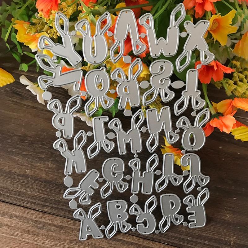 Easter Bunny Uppercase Letter Metal Cutting Dies Stencil Scrapbooking DIY Album