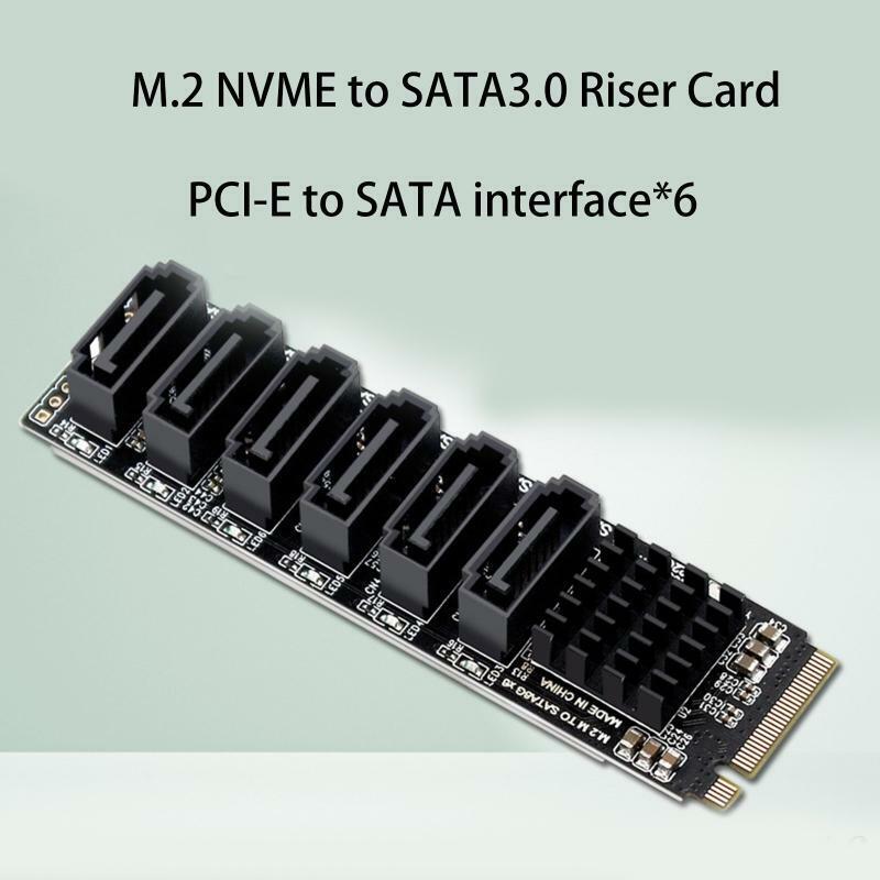 M.2 to Sata3.0 Adapter Card Converter Card with 6 Sata3.0 Ports ASM1166 Chipset