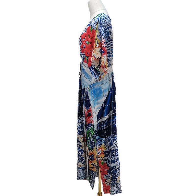 Womens Long Swimsuit Bathing Suit Cover Up Maxi Beach Dress Boho Deep V Neck