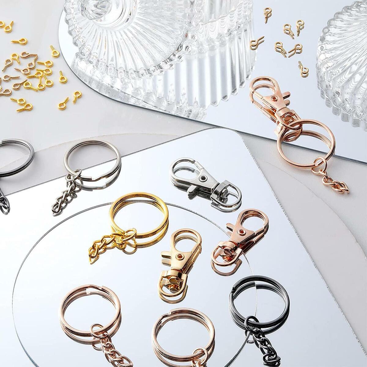 350Pcs Keychain Rings Key Ring Keys Lanyard for  Pendants Supplies