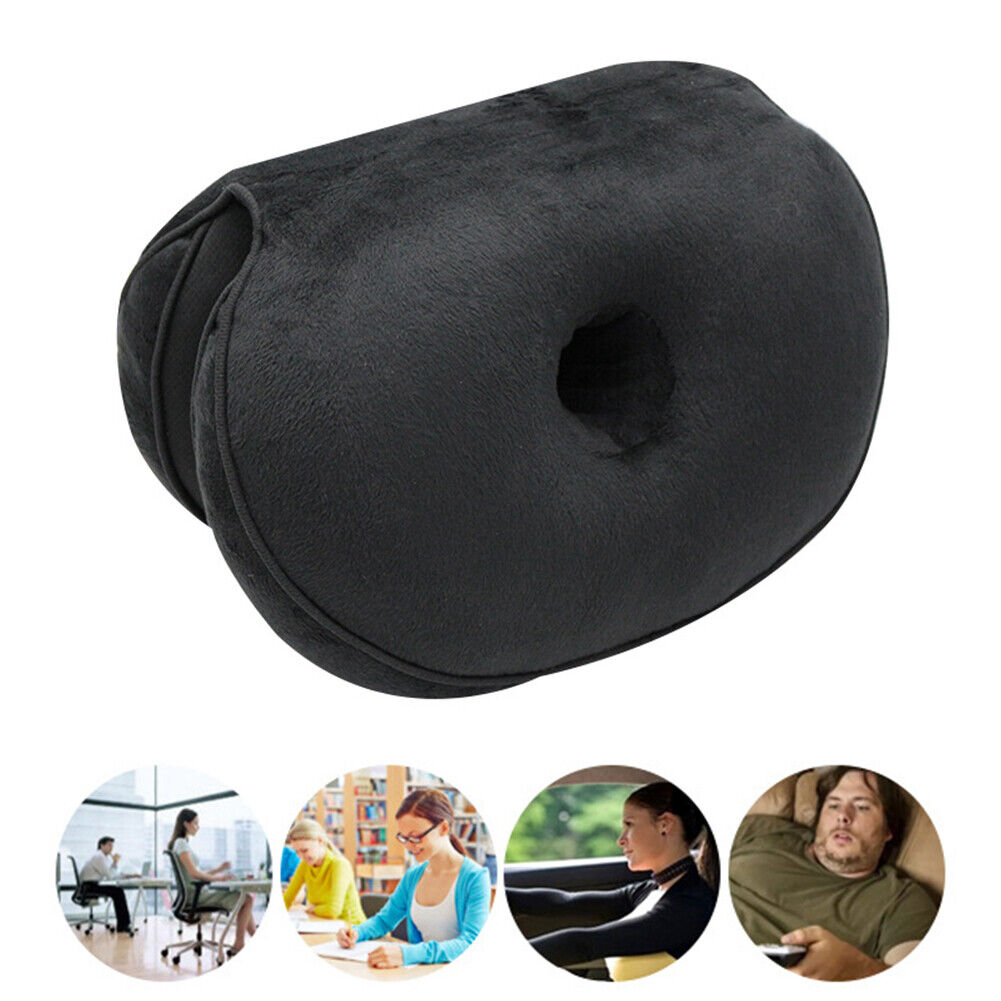 Memory Foam Plush Seat Cushion Orthopedic Office Chair Seat Pillow (Black)