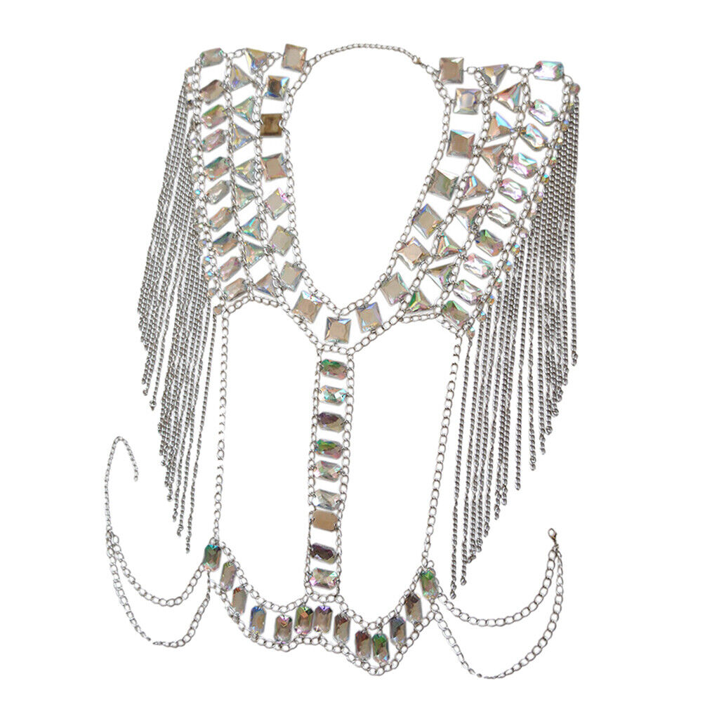 Fashion Tassel Crystal Shoulder Body Chain Harness Necklace Jewelry