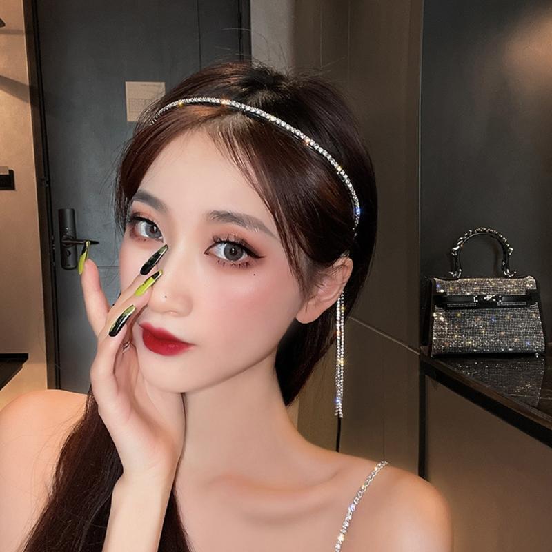Luxury Baroque Rhinestone Headband Hair Supplies Colored Thin-brimmed Hair Hoop