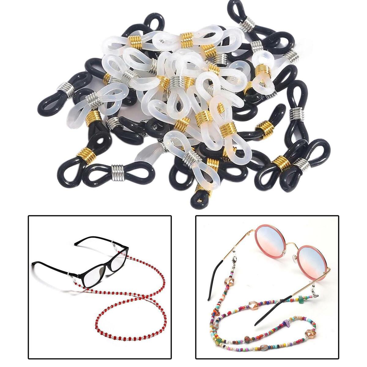 100 * Eyeglass Chain Ends Adjustable Silicone Sports Eyeglasses Retainer