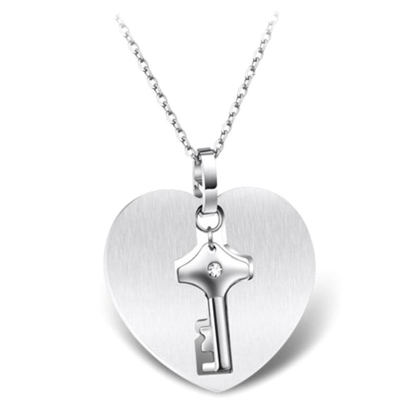 Couple Jewelry Bracelet Love Heart Lock Bracelet Key Pendant Necklace Set