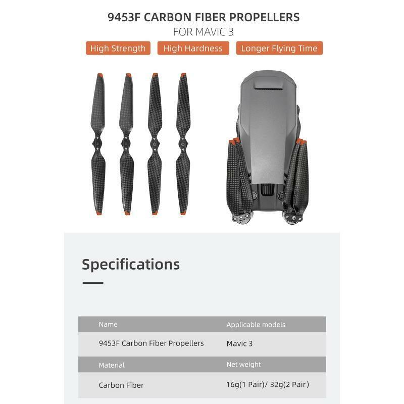 2 Pairs 9453F Propellers QR Low Noise Carbon Fiber Folding Props for DJI Mavic 3