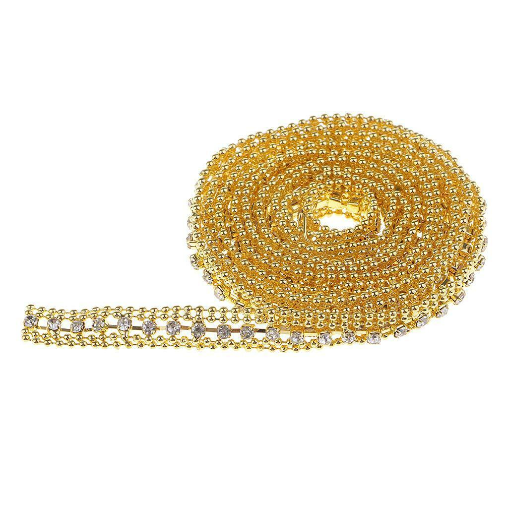 1 Yard Rhinestone Beaded Ribbon Crafts Applique Lace Sewing Trims Chain DIY