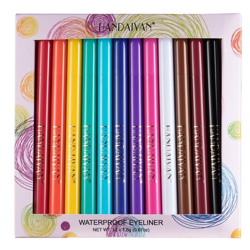 12 Colors Matte Colorful Liquid Eyeliner Set Great Versatility Waterproof