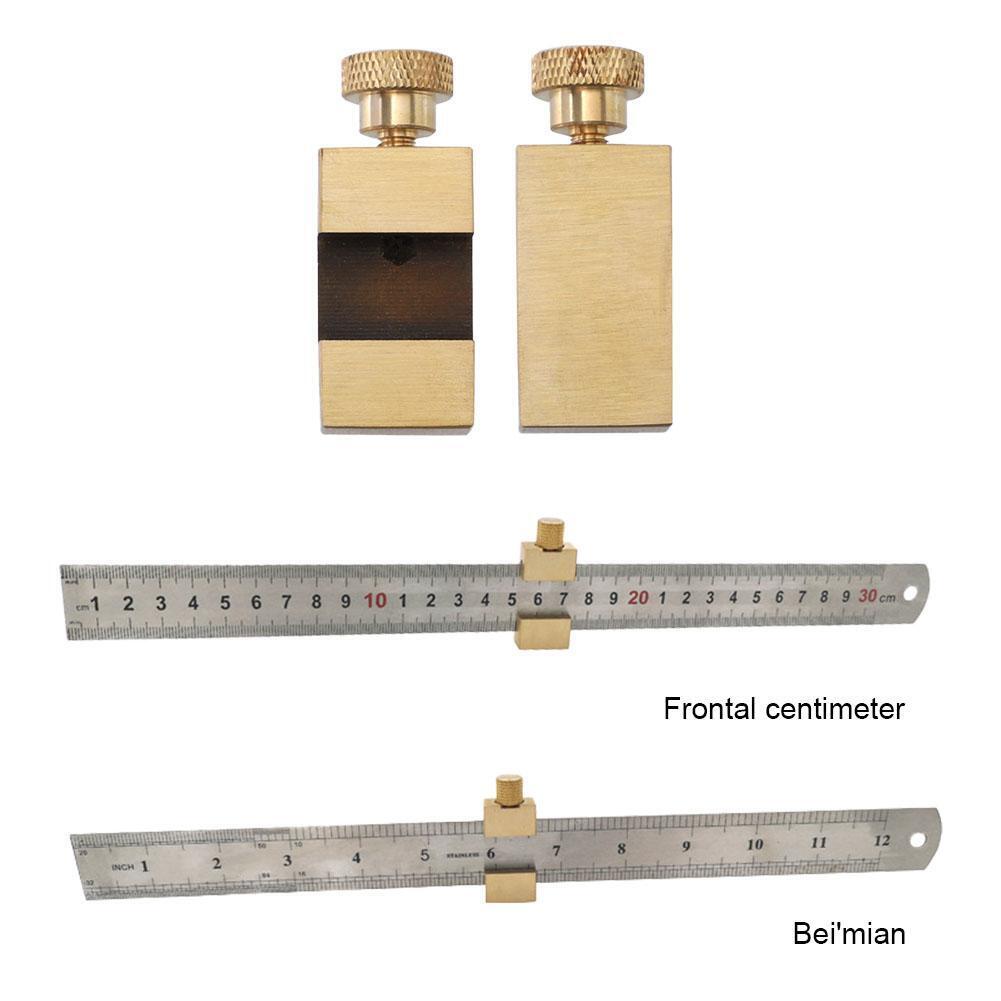 30cm Steel Ruler Woodworking Angle Scriber Brass Locator Positioning Block