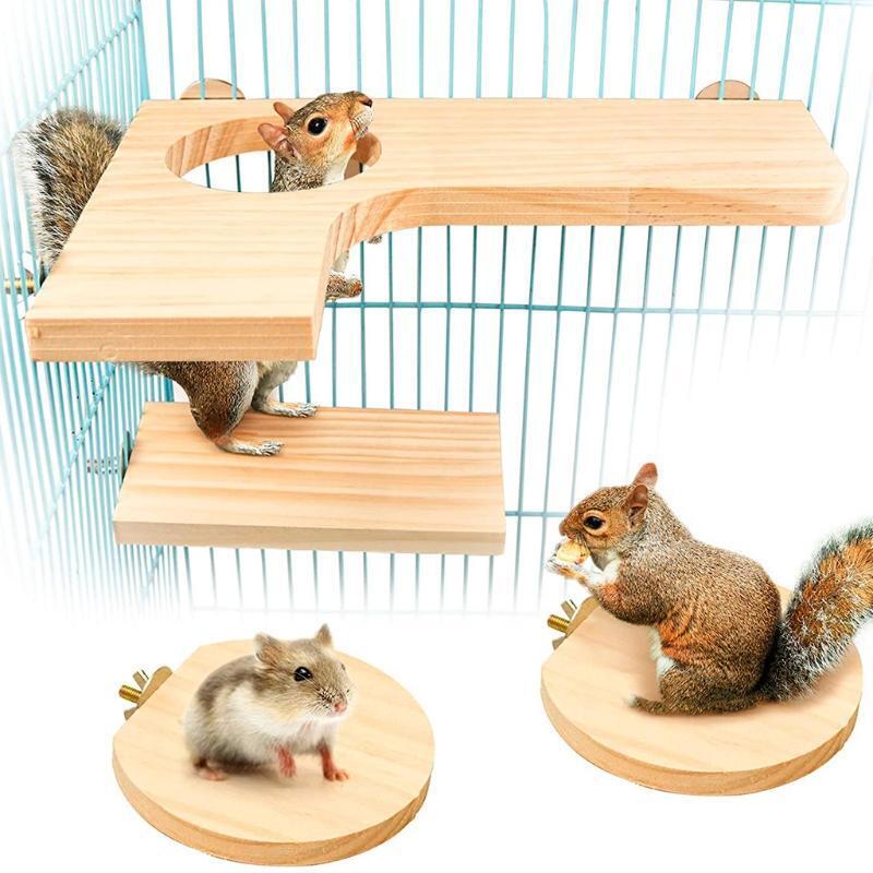 5 Pieces of Natural Wood Stand Platform for Squirrel Gerbil Chinchilla Hamster