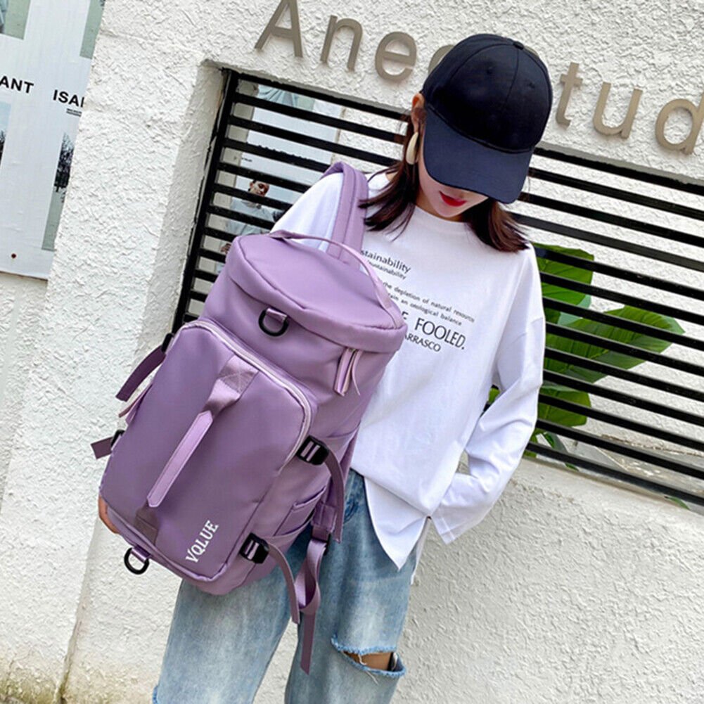 Fashion Women Oxford Cloth Solid Color Backpack Travel Rucksacks (Purple)
