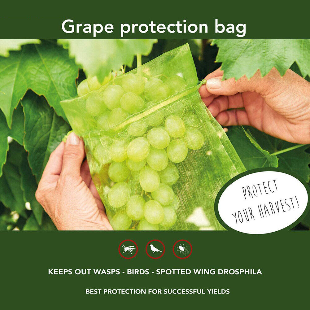 50pcs Garden Drawstring Net Bags Vegetable Fruit Grapes Protection Pouch