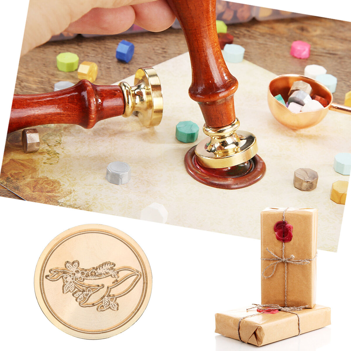 Wax Seal Stamp Whale, Sealing Wax Stamps Brass Heads for Envelopes (15)