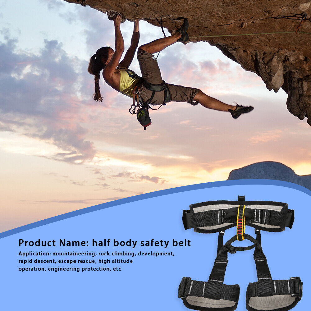 Rock Climbing Harness Half Body Safety Belt Survival Equipment (Black)