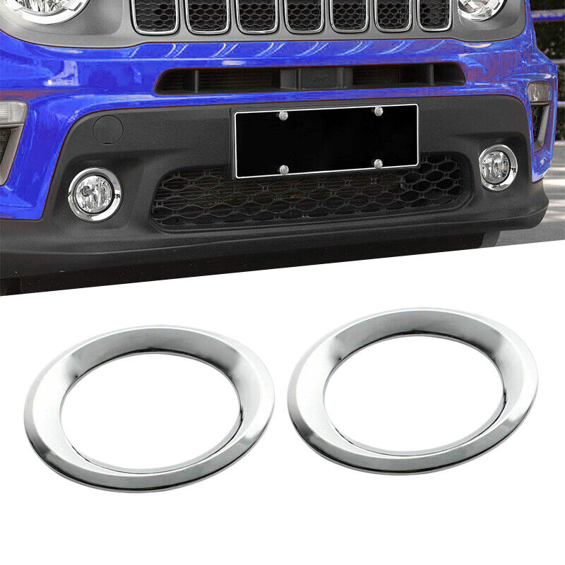 Chrome Front Fog Light Lamp Cover Decor Fit For Jeep Renegade 2019-2020