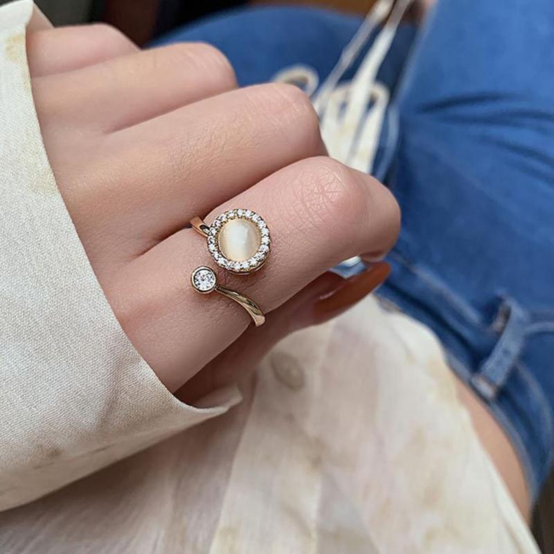 Anxiety Ring with Cat's Eye Moonstone Fidget Ring to Relieve Anxiety Jewelry