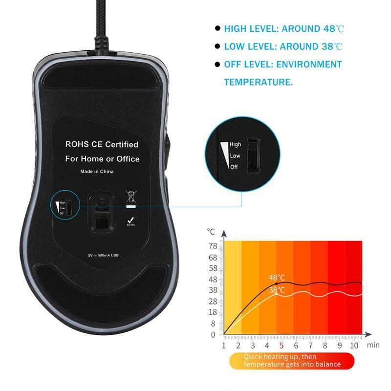 2400 DPI Heating Warmer Hands USB Wired Gaming Mouse for Notebook Computer PC