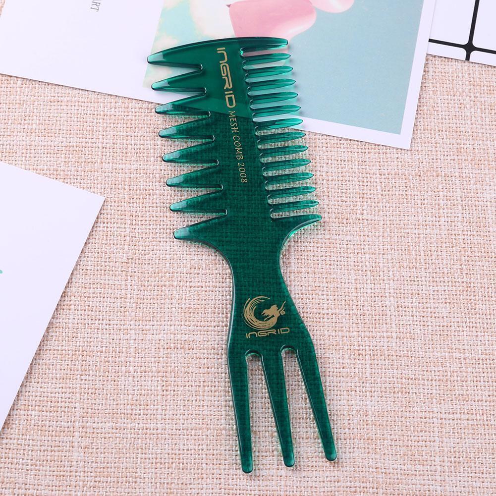 Fish Bone Shape Dyeing Combs Double Side Teeth Hair Coloring Brush (Green)