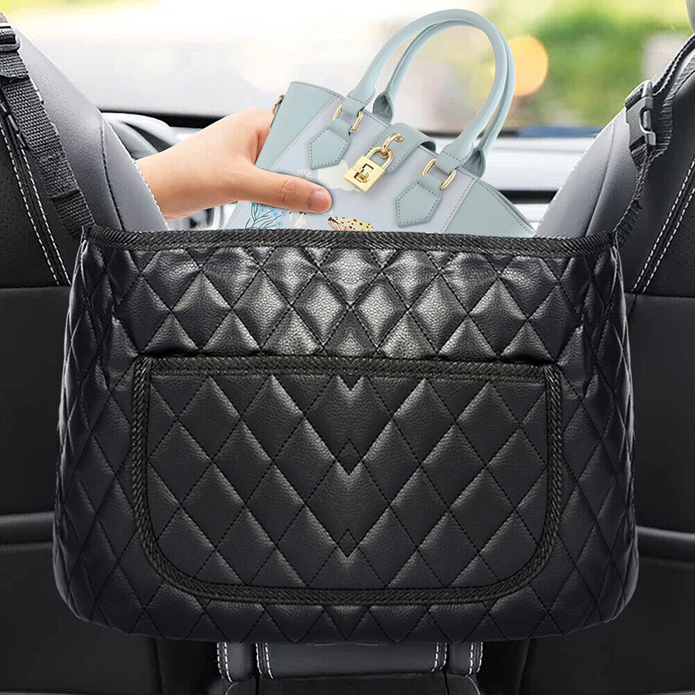 Interior Car Storage Pocket Seat Back Crevice Handbag Leather Organizer