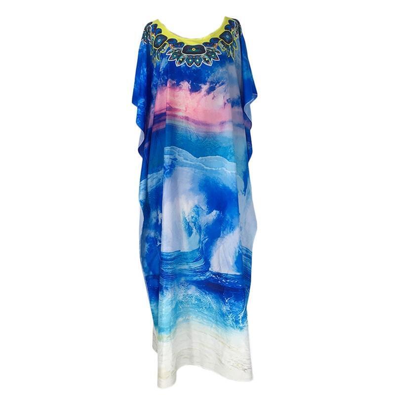 Women Bathing Suit Cover Ups Print Kaftan Beach Maxi Dresses Beachwear Caftan