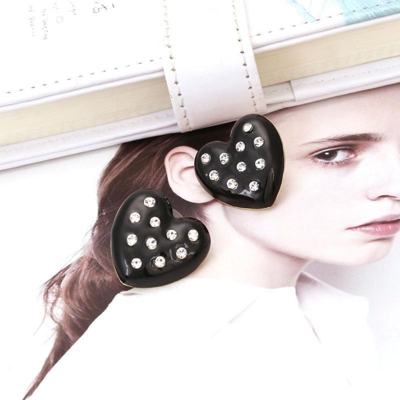 Cute Rhinestone Stud Earrings Heart Hypoallergenic Jewelry for Teen Girls Ladies
