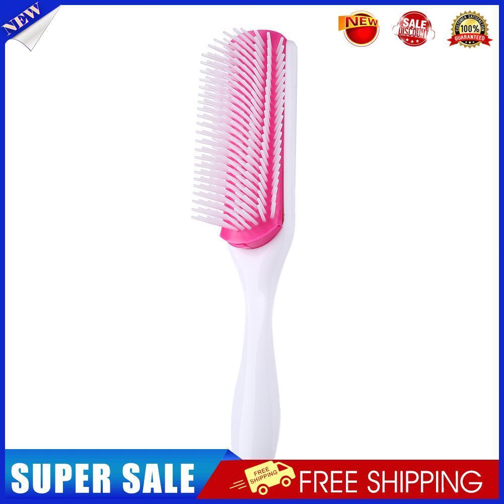 9 Rows Styling Brush Straight Curly Hair Detangling Massage Comb (White)