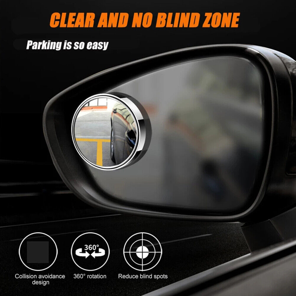 2pcs Round Car HD Wide Angle Auto Rear View Auxiliary Blind Spot Mirror