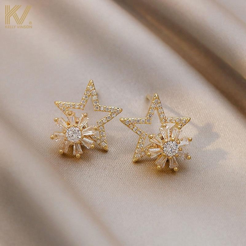Exquisite Crystal Fashion Stud Earrings for Women Girl Party Christmas Decor
