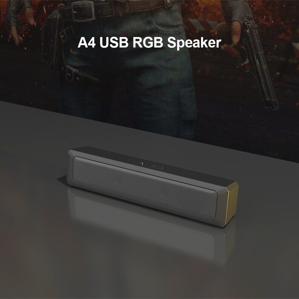 A4 6W RGB USB Wired Sound Bar PC Home Theater TV Stereo Surround Speaker
