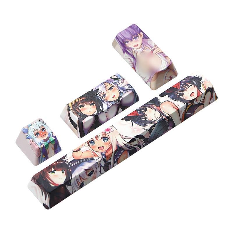 Durable 4 Pcs Ahegao Keycaps PBT ESC Spacebar Keycaps for Mechanical Keyboard